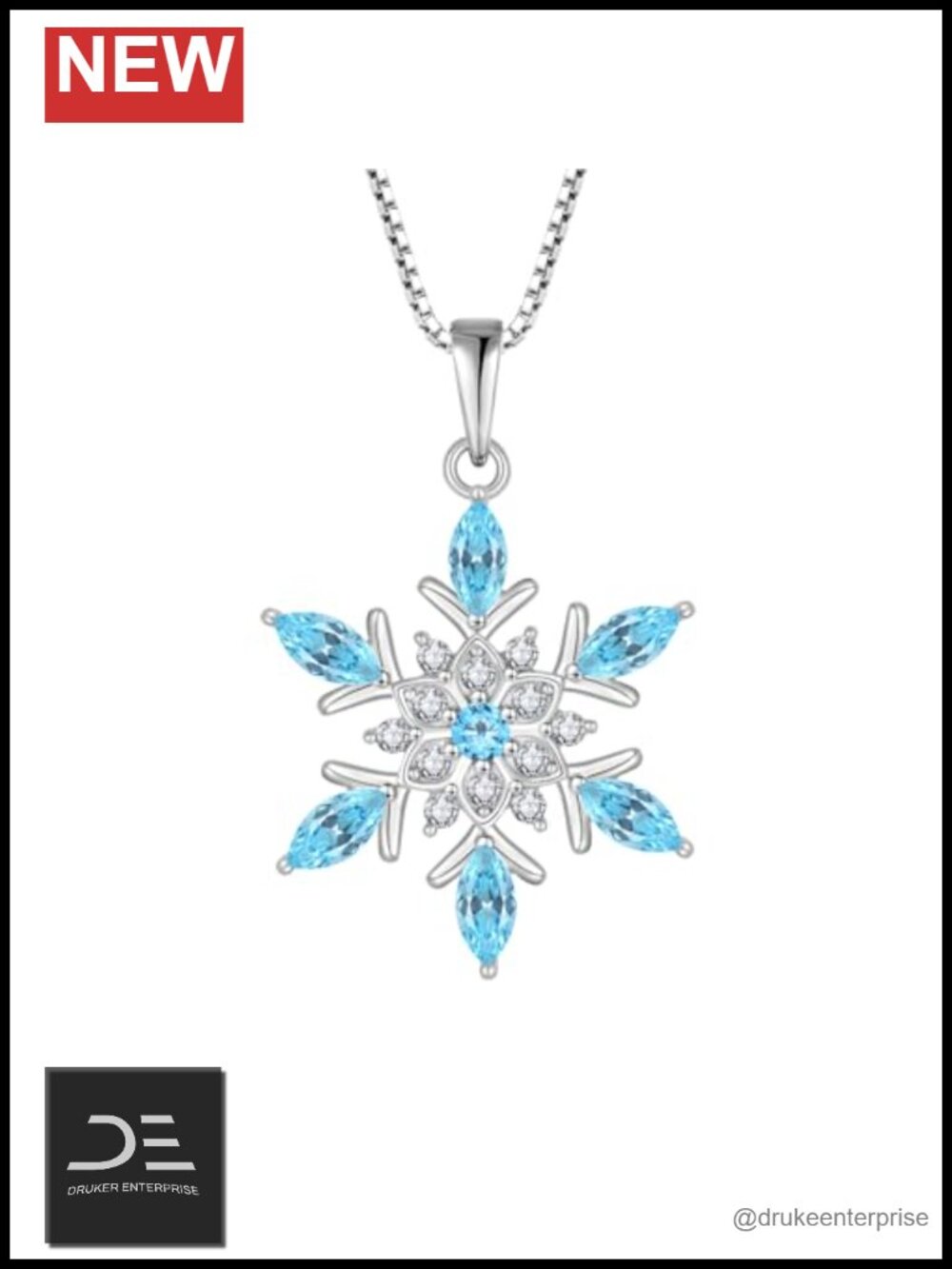 Snowflake Necklace 925 Sterling Silver CZ Birthstone Pendant for Women